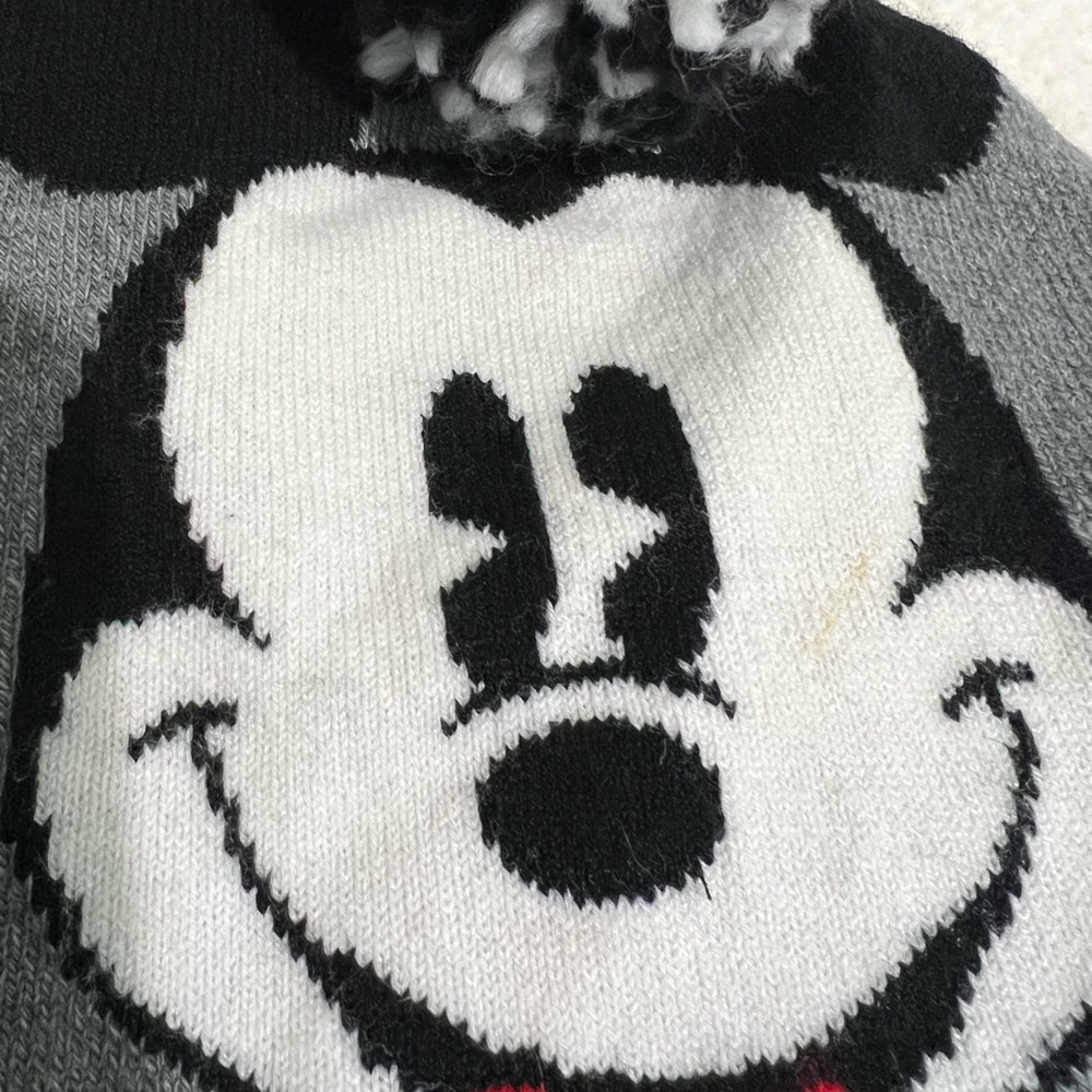 Disney Mickey Mouse Winter Hat With Pom Pom On Top One Size - Picture 3 of 6